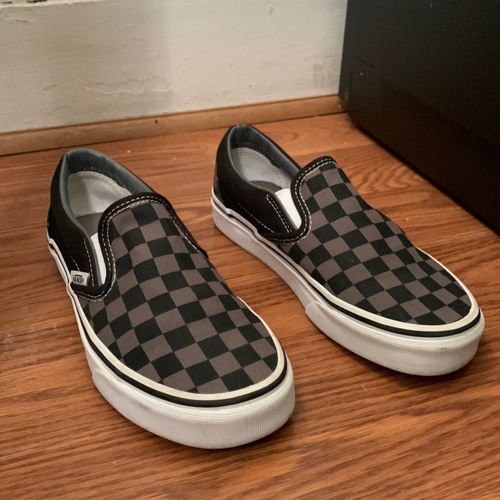 Vans Slip-On Checkerboard Skate Shoe - Gray / Black